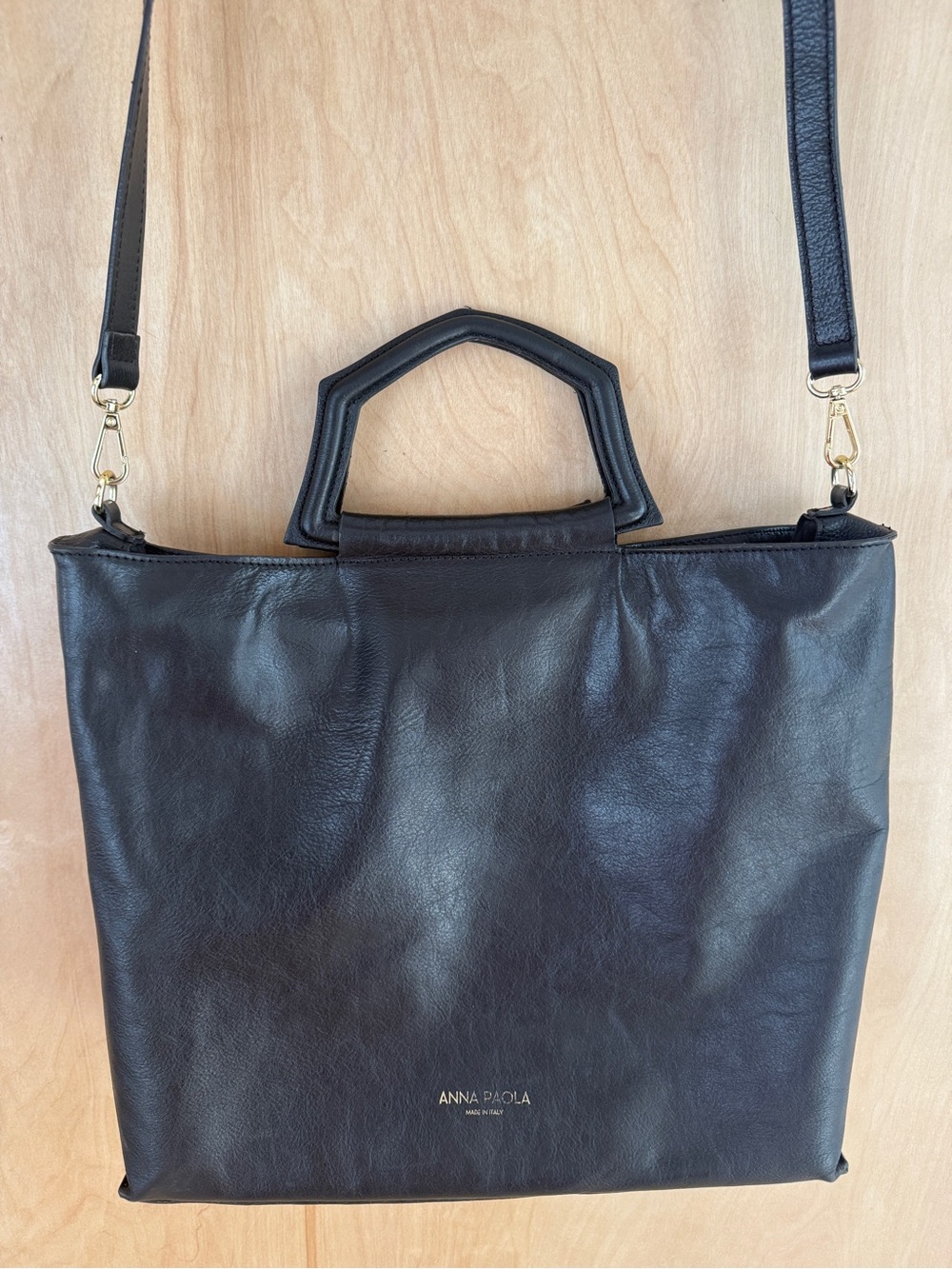 Anna Paola Italian Leather Convertible Tote - Picture 2 of 14